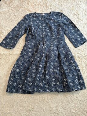 GAP Blue Pleated Midi Dress